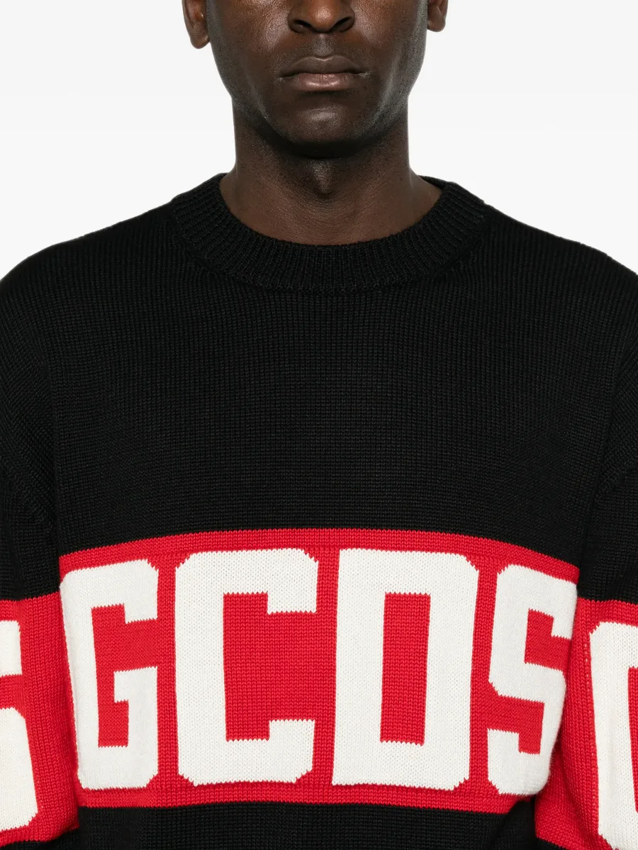 logo-intarsia knitted sweater 5