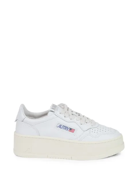 Medalist platform sneakers in white leather