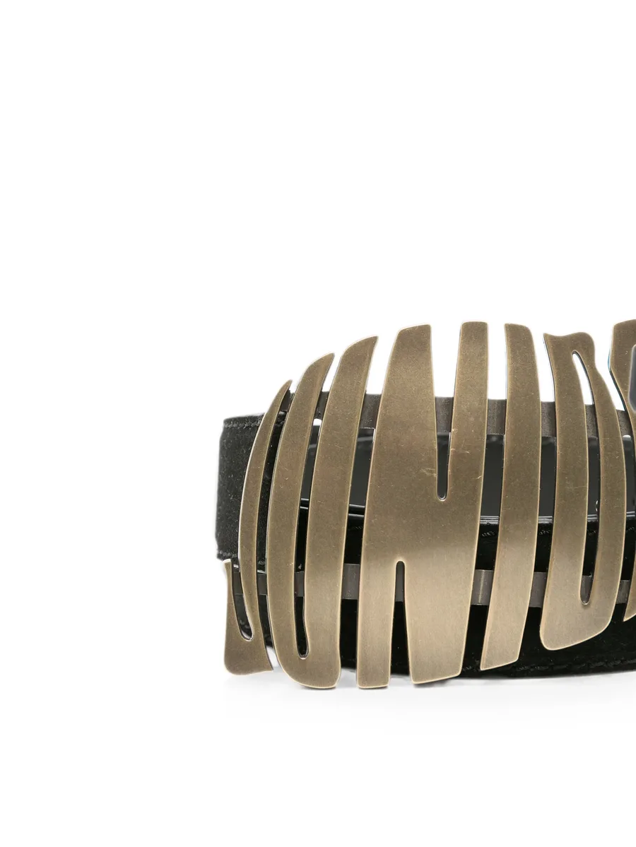 logo-buckle suede belt 3
