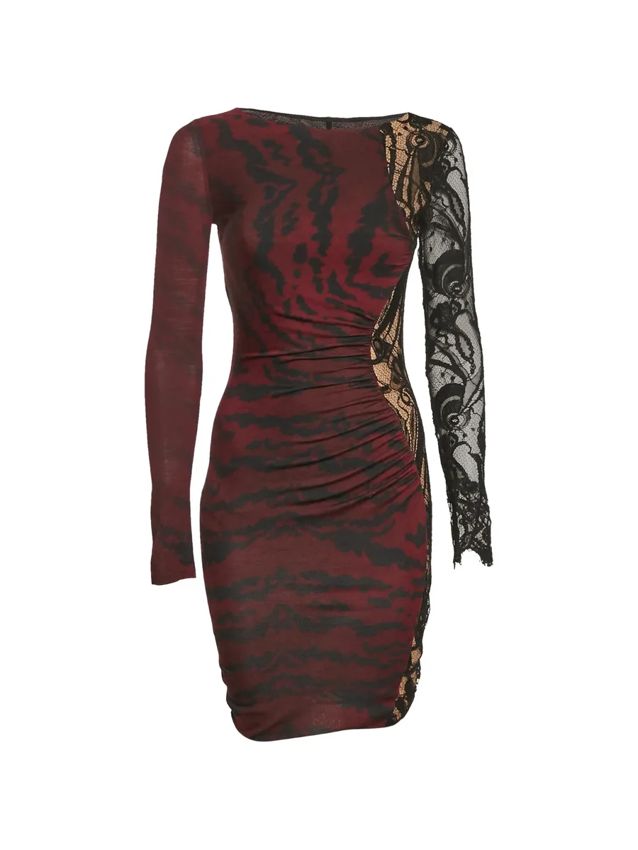 lace-trim printed dress 1