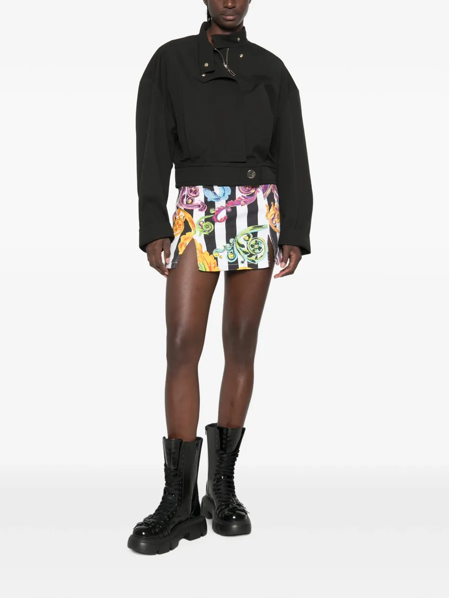 baroque-print striped mini skirt 2