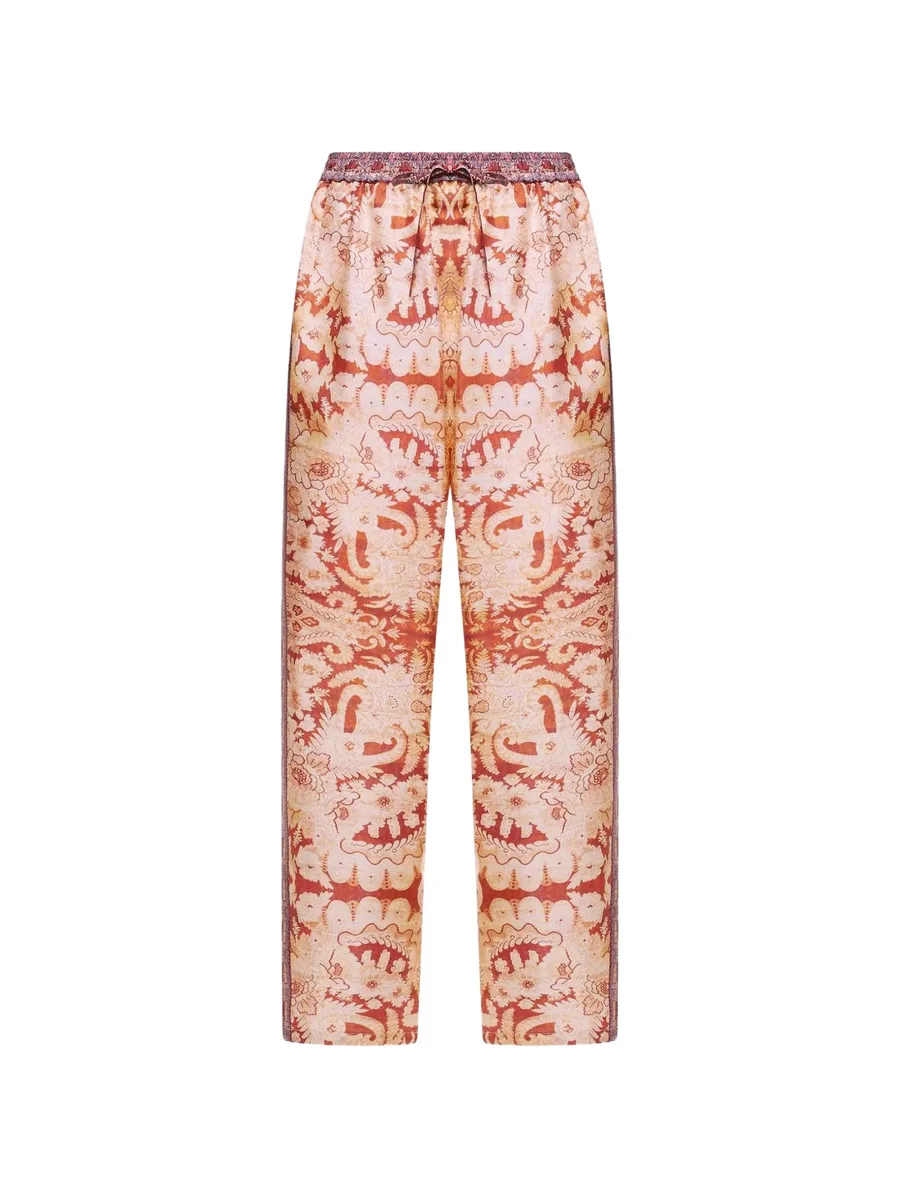 tapestry-print silk trousers 1