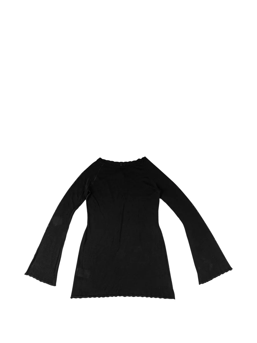 mesh flare-sleeve mini dress 1