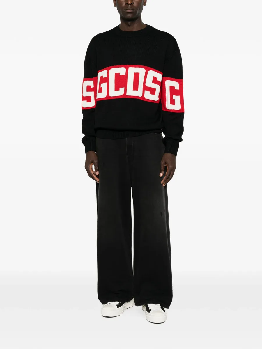 logo-intarsia knitted sweater 2