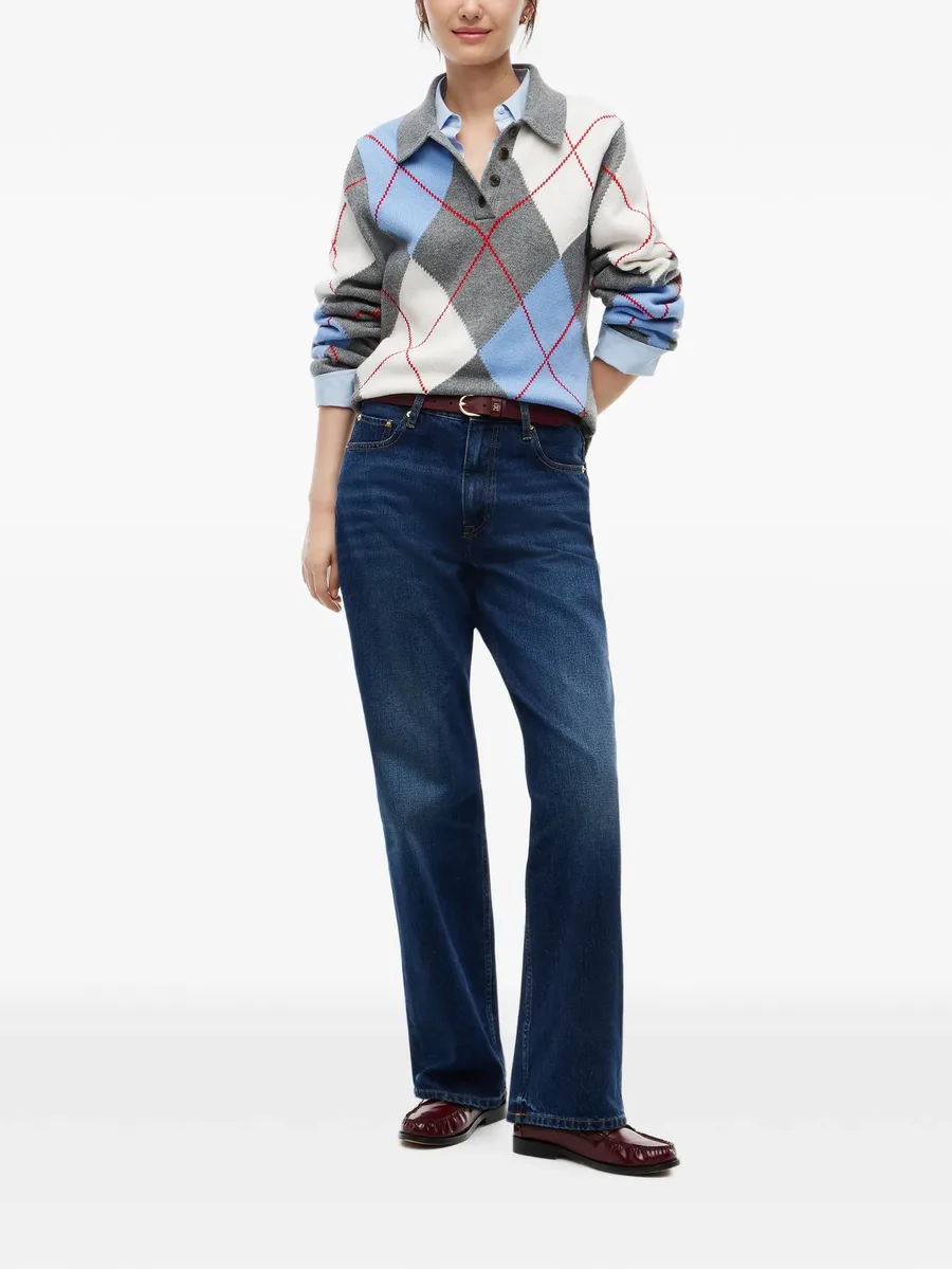 argyle-knit polo-collar sweater 2