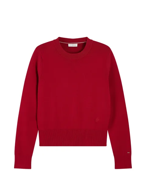 logo-embroidered ribbed-trim sweater
