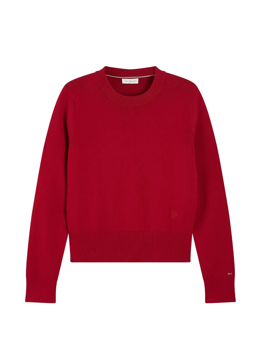 logo-embroidered ribbed-trim sweater 1
