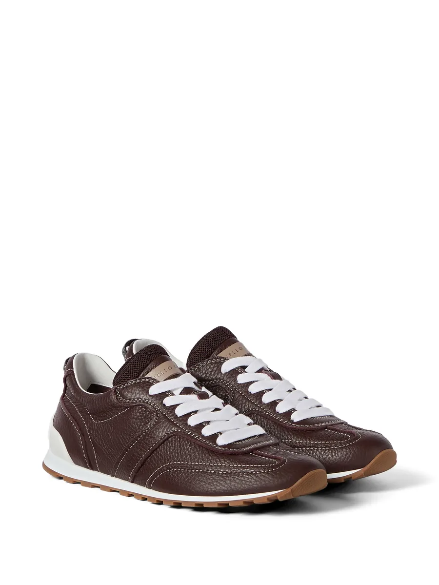 grained soft leather runners with shiny loops 3