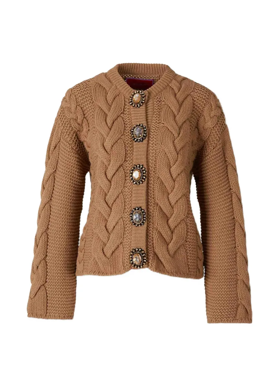 crystal-embellished cable-knit cardigan 1
