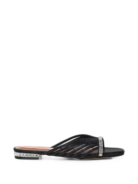 crystal strap flat mules