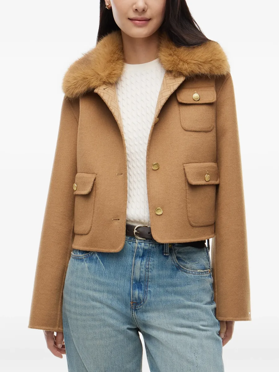 faux-fur collar pocket-detail jacket 3