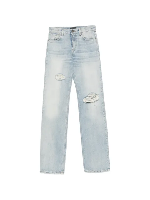 distressed straight-leg jeans