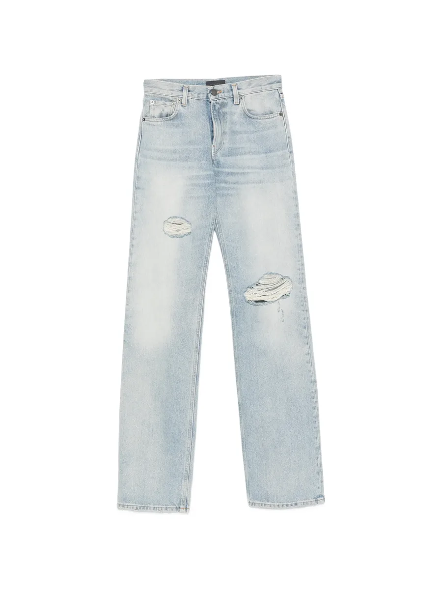 distressed straight-leg jeans 1
