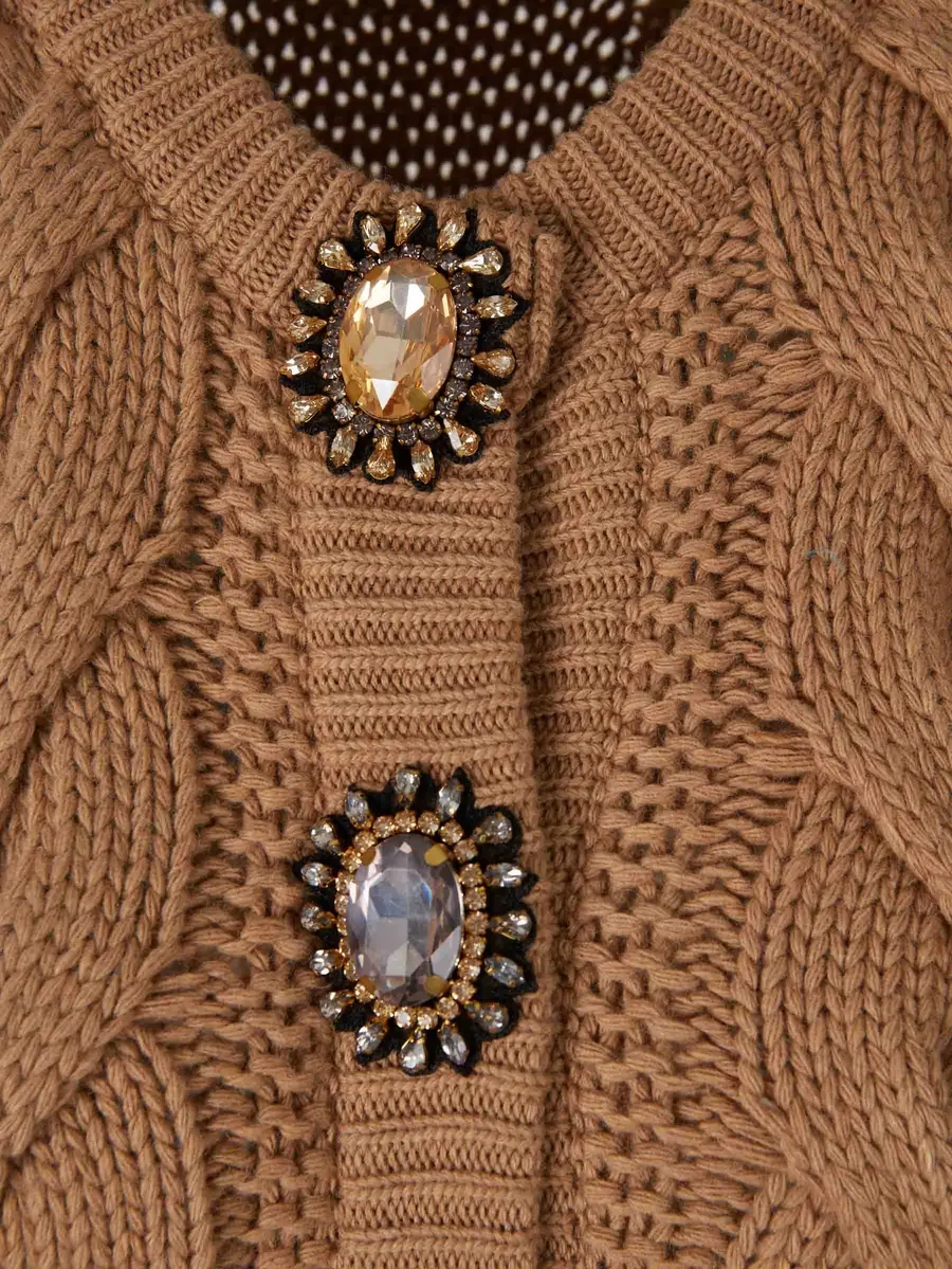 crystal-embellished cable-knit cardigan 3