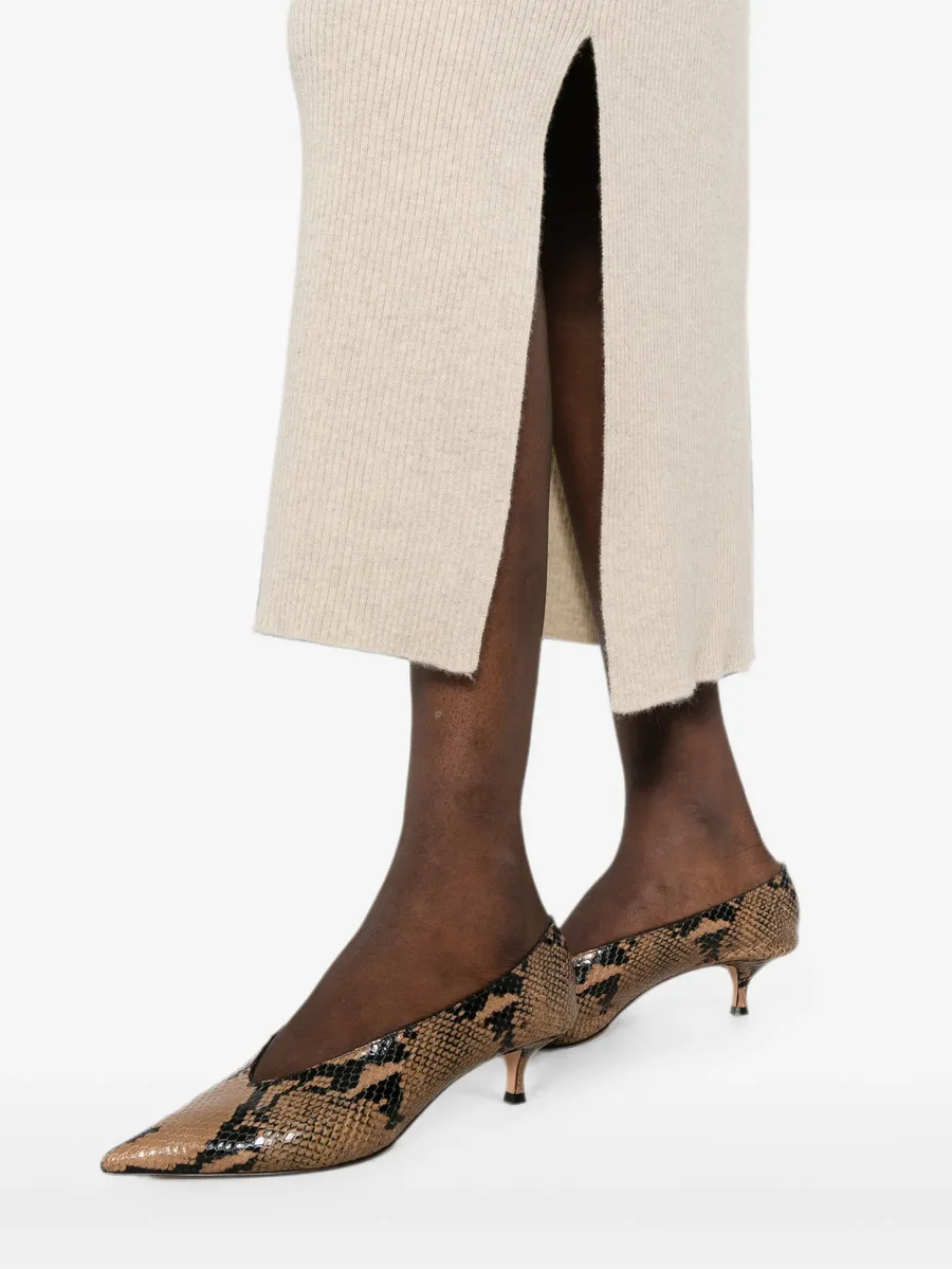 ribbed-knit side-slit midi skirt 5
