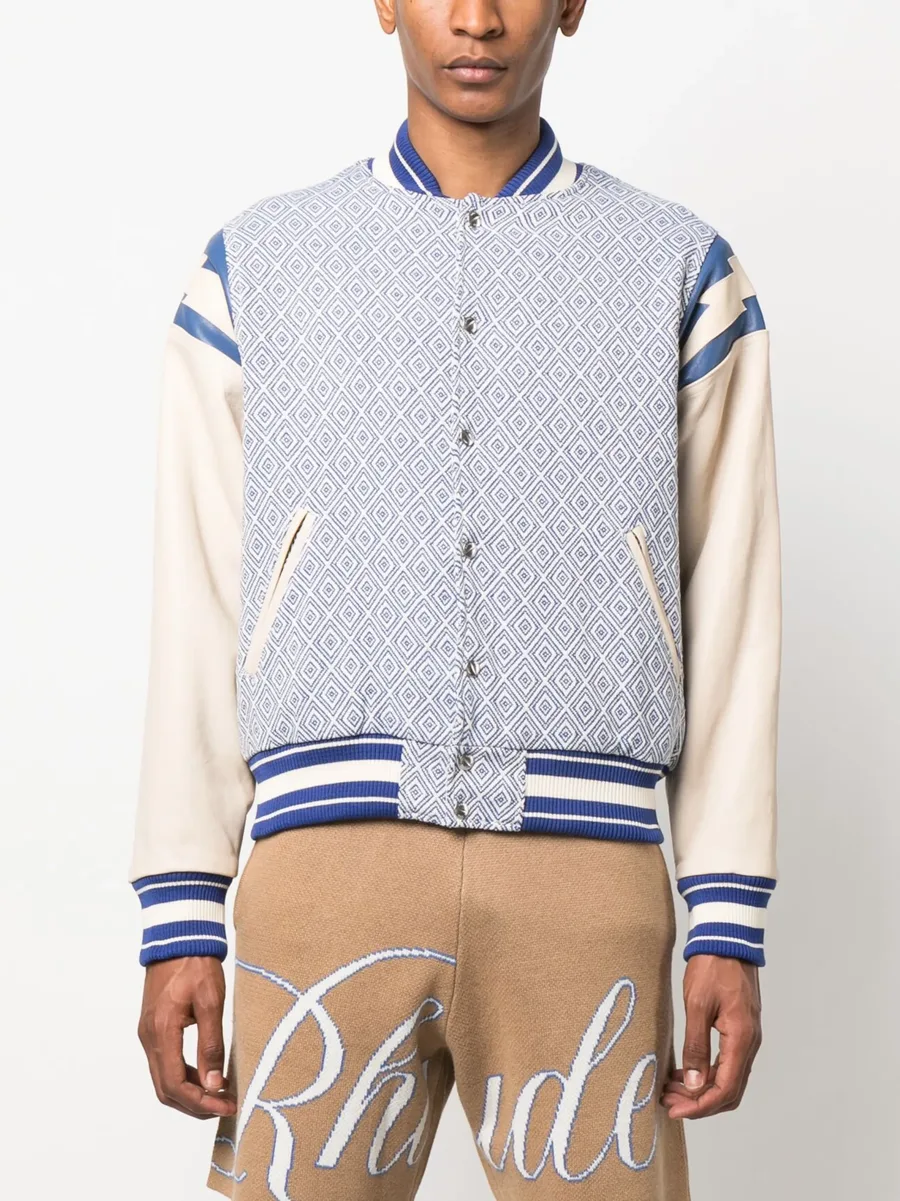 diamond-jacquard baseball jacket 7