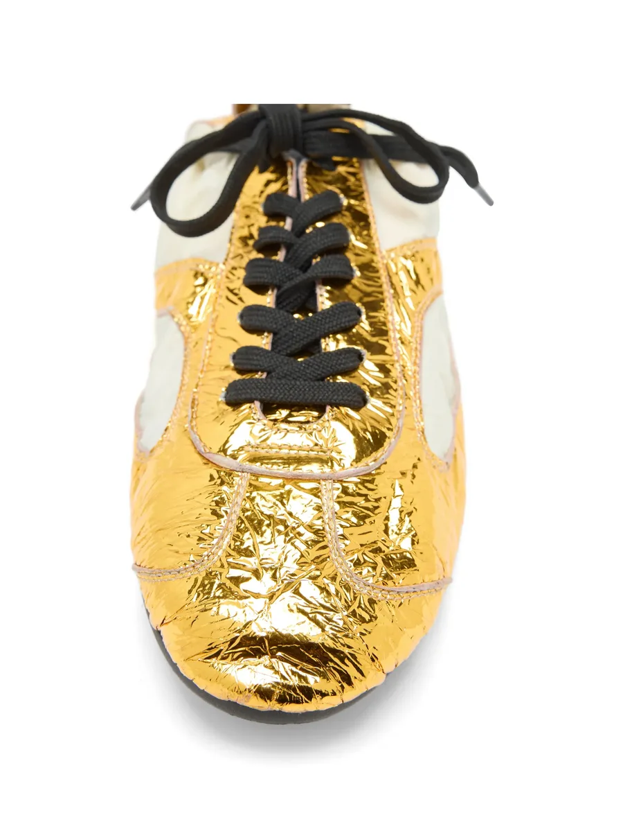 gold-tone crinkle soft-track lace-up sneakers 8
