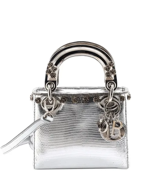 сумка-сэтчел Lady Dior Bag Lizard with Metal Applique размера мини