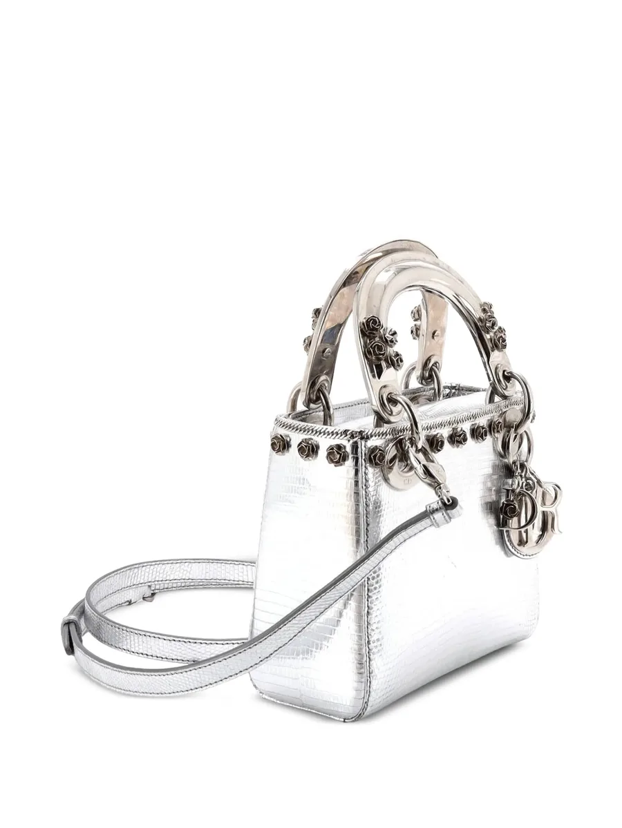 сумка-сэтчел Lady Dior Bag Lizard with Metal Applique размера мини 5