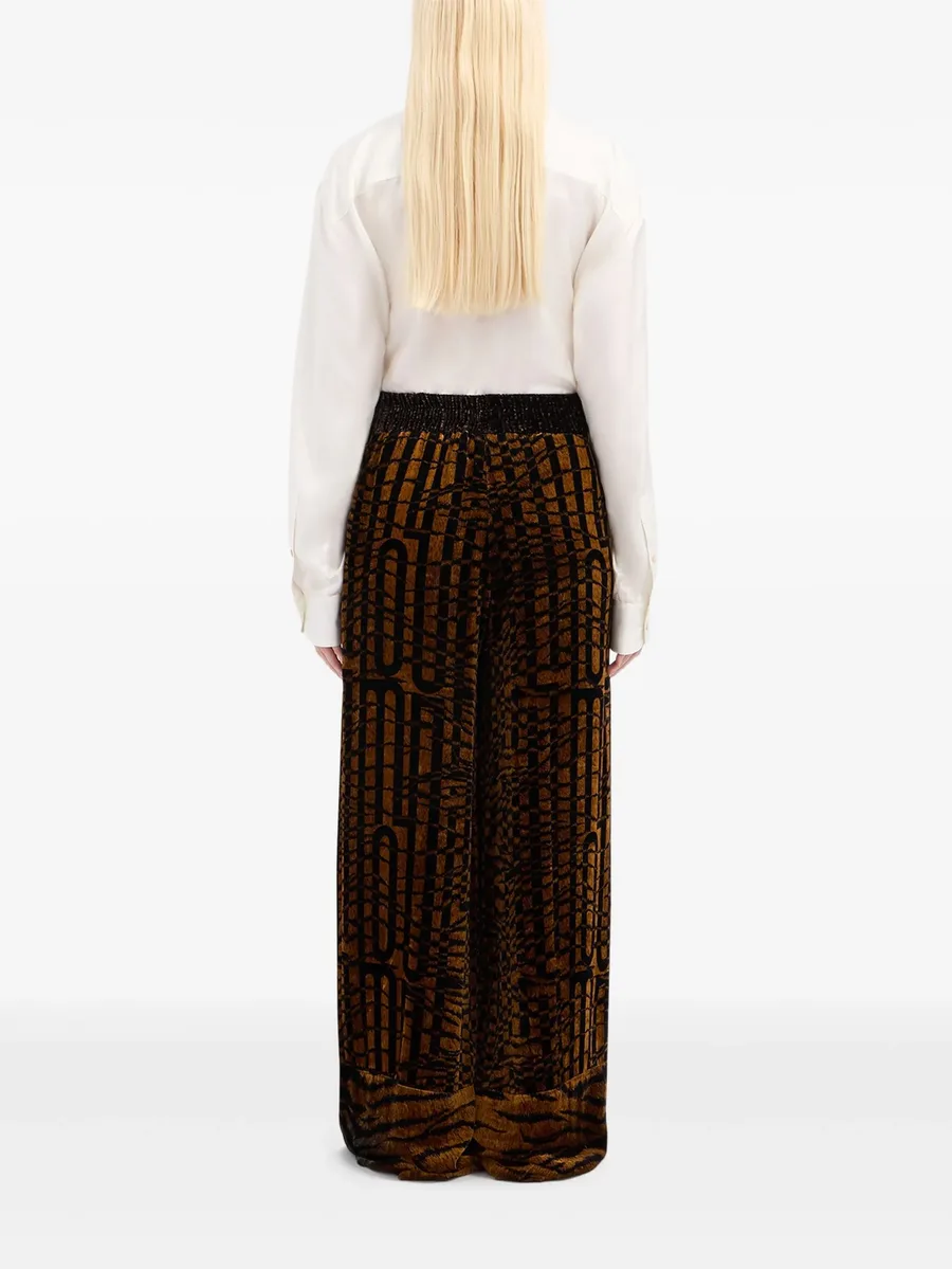 velvet geometric-pattern trousers 5