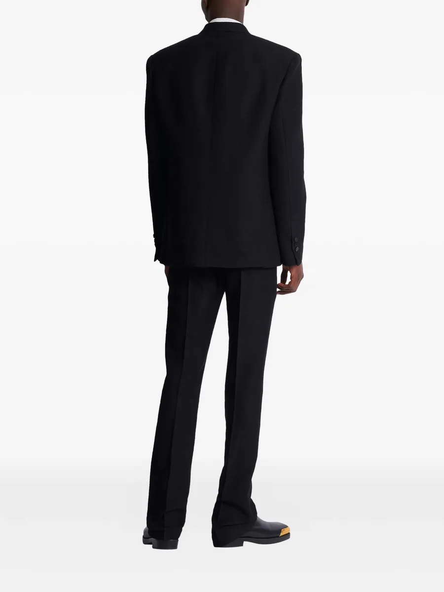 monogram-pattern single-breasted wool blazer 7