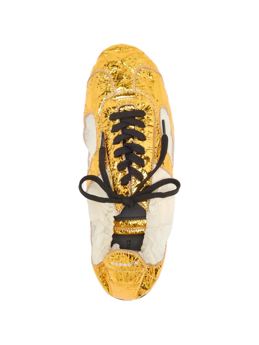 gold-tone crinkle soft-track lace-up sneakers 5