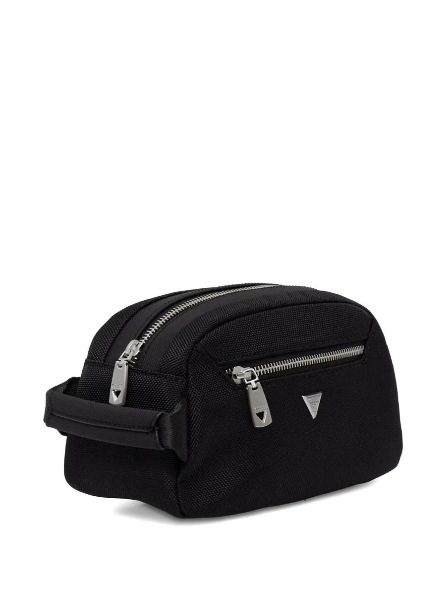 Berna logo-plaque zip-fastening wash bag 3