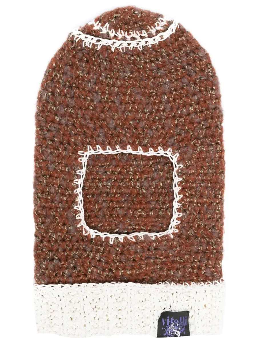 contrast-stitch crochet-knit balaclava 1