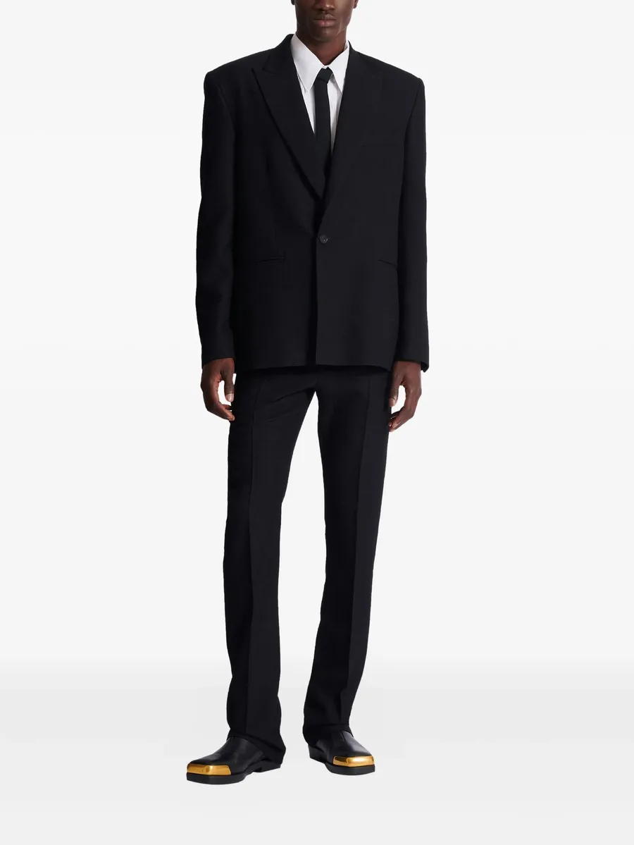 monogram-pattern single-breasted wool blazer 4