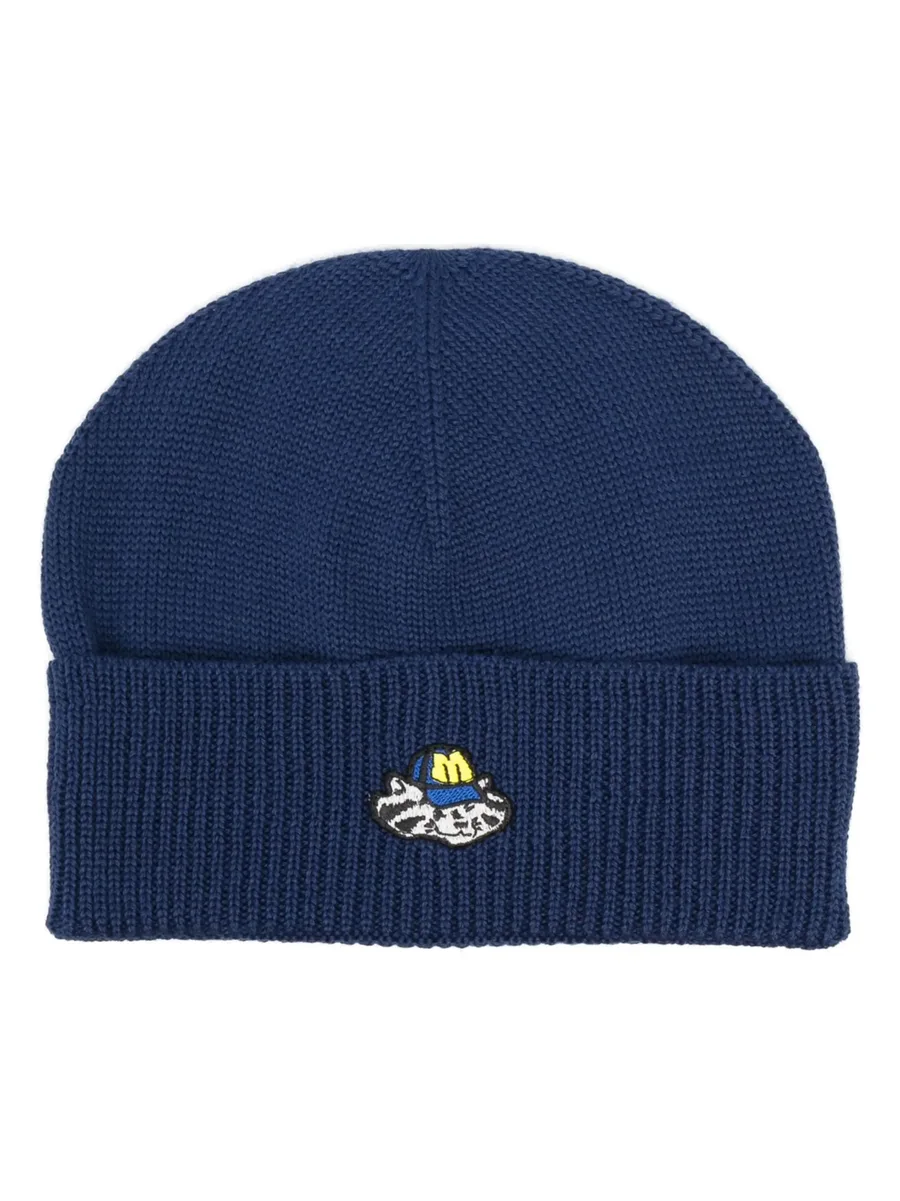 logo-patch knitted beanie 1