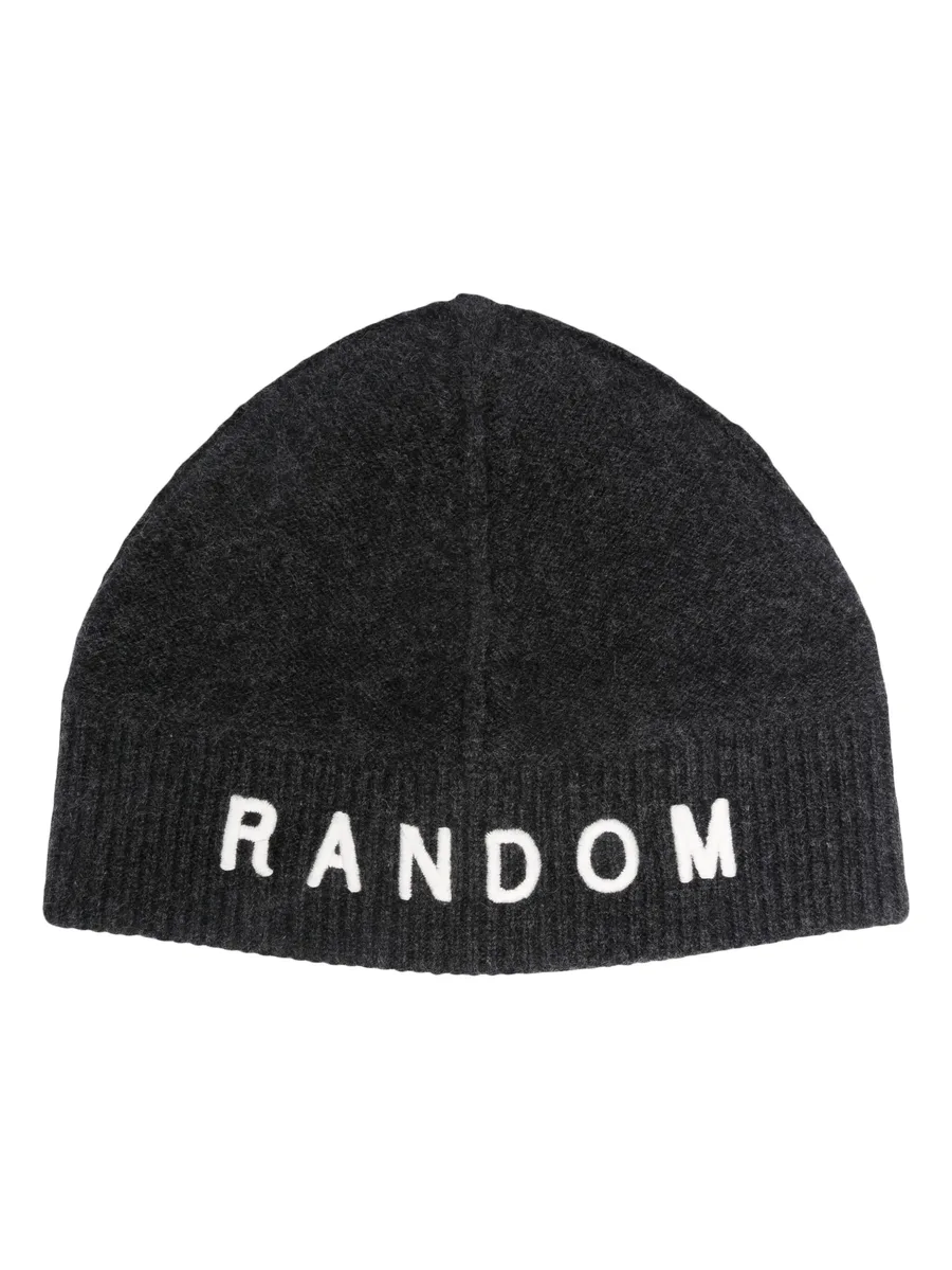 slogan-embroidered ribbed-knit beanie 1