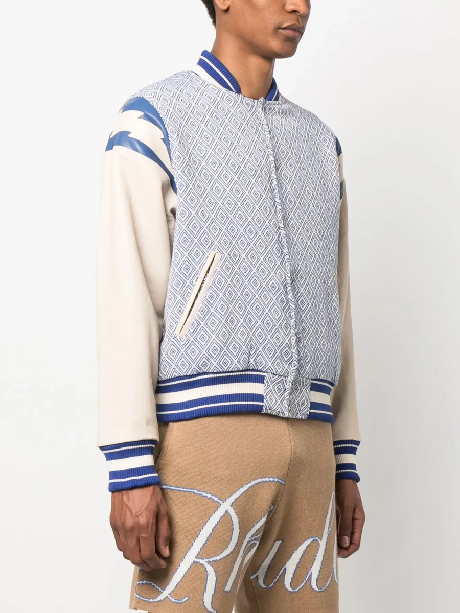 diamond-jacquard baseball jacket 5