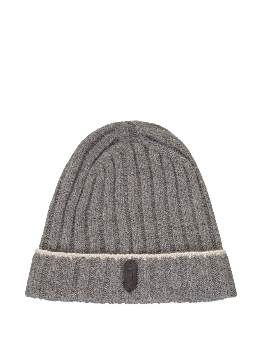 ribbed band knitted beanie hat 1