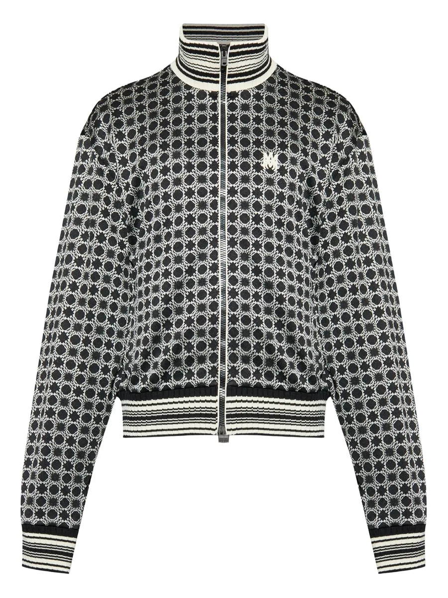 geometric-pattern zip-up jacket 1