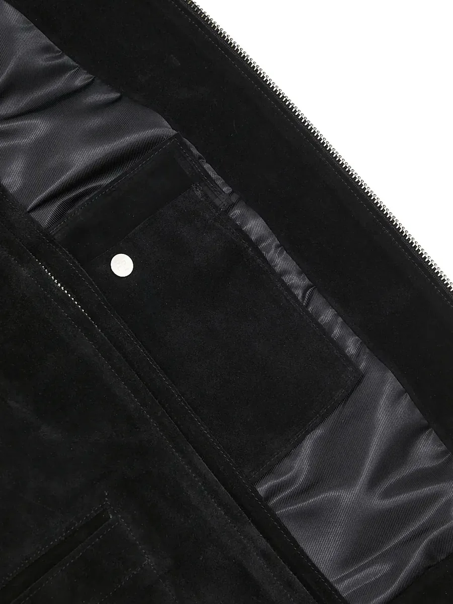 suede zip-front jacket 10
