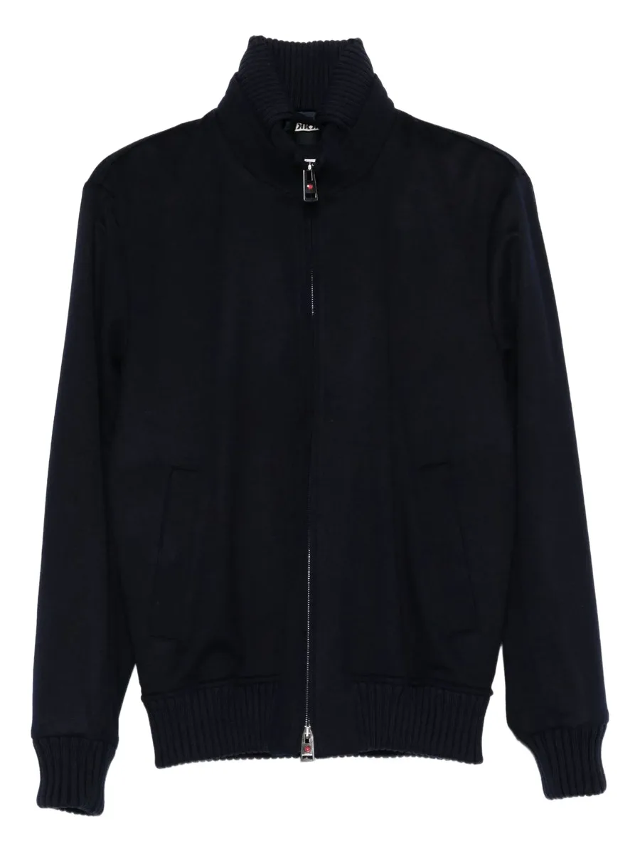 ribbed-knit zip-up jacket 1