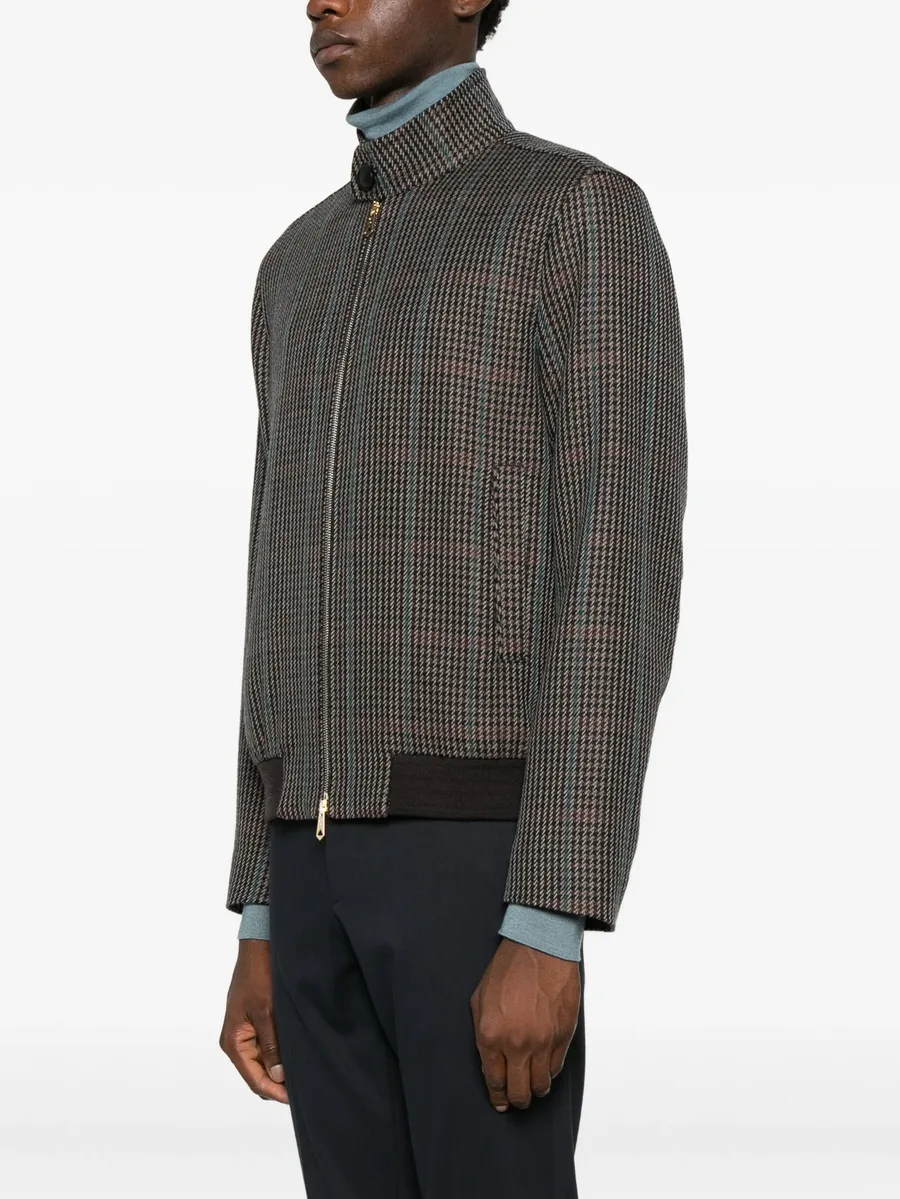 checked zip-up bomber jacket 5