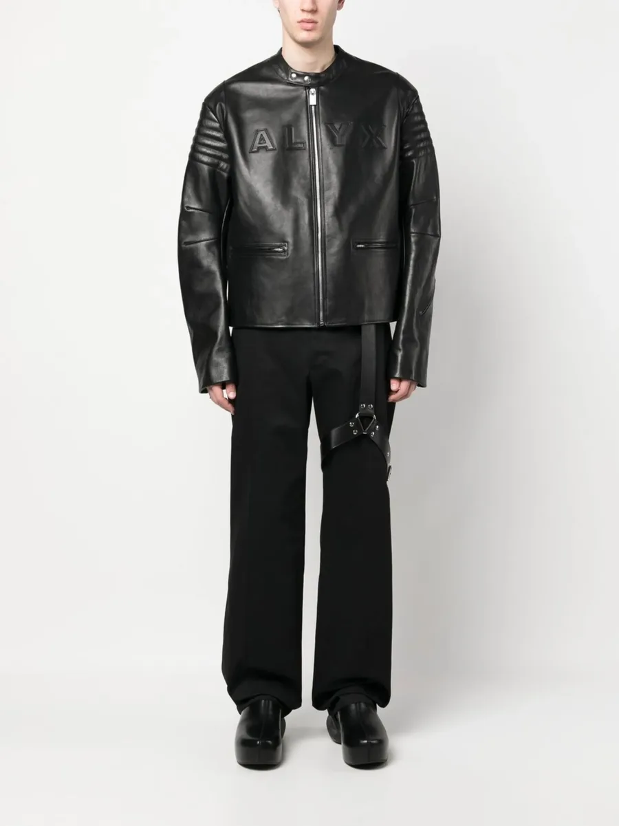 logo-embossed leather jacket 3