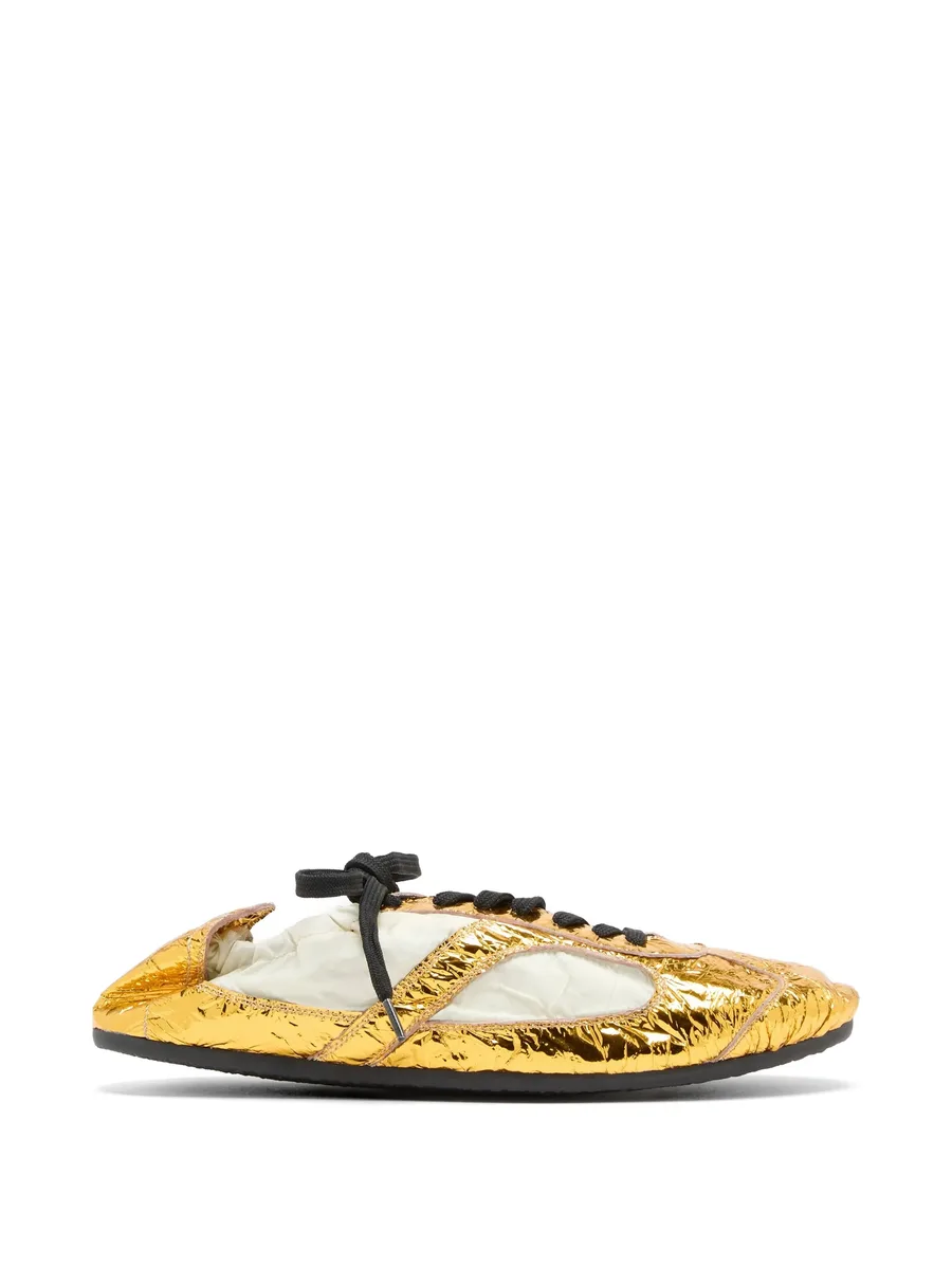 gold-tone crinkle soft-track lace-up sneakers 2