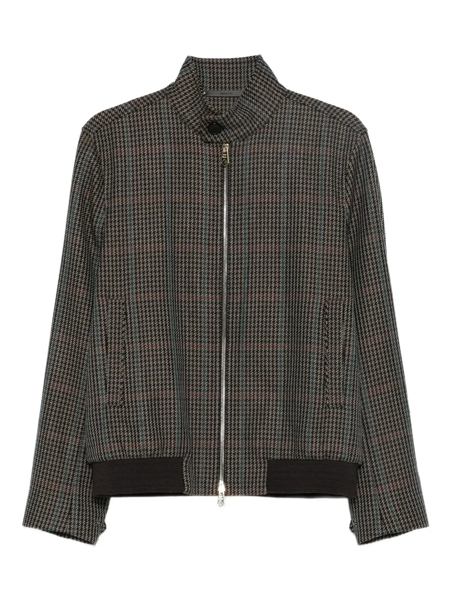 checked zip-up bomber jacket 1