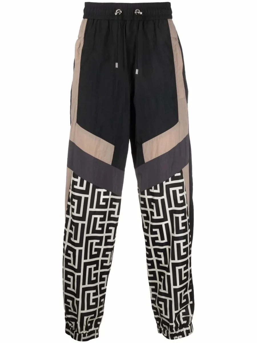colour-blocked monogram track pants 1