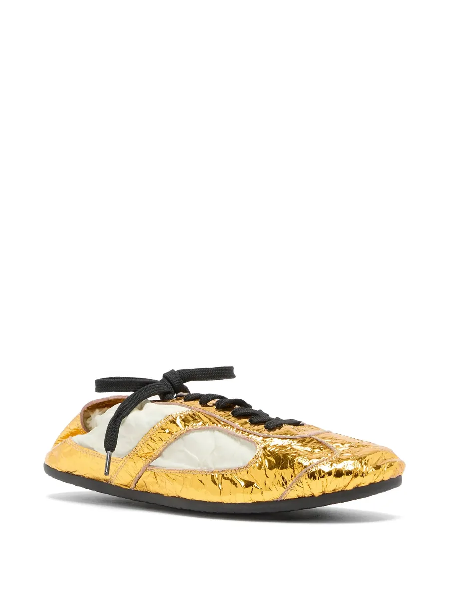 gold-tone crinkle soft-track lace-up sneakers 3