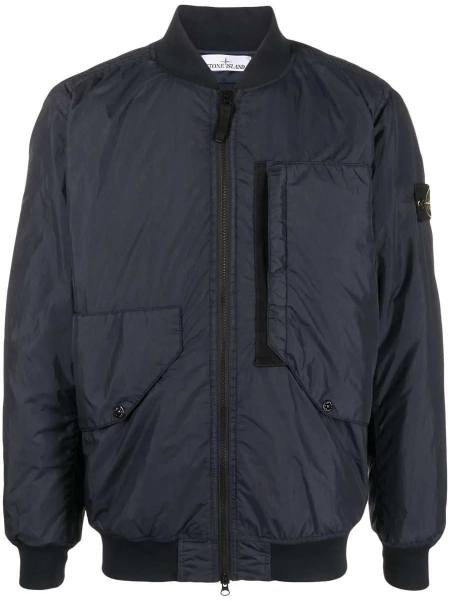 Compass-badge panelled bomber jacket 1