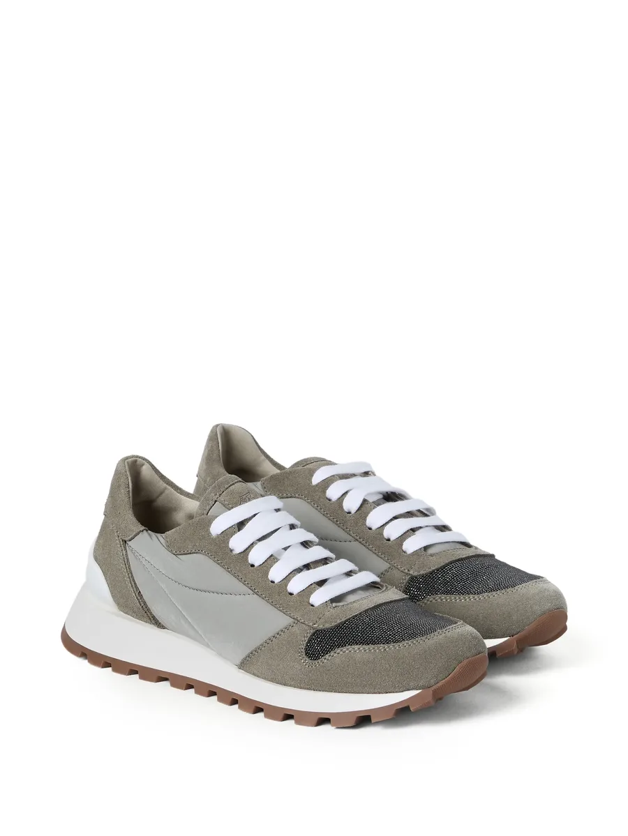 suede-panelled mesh sneakers 3