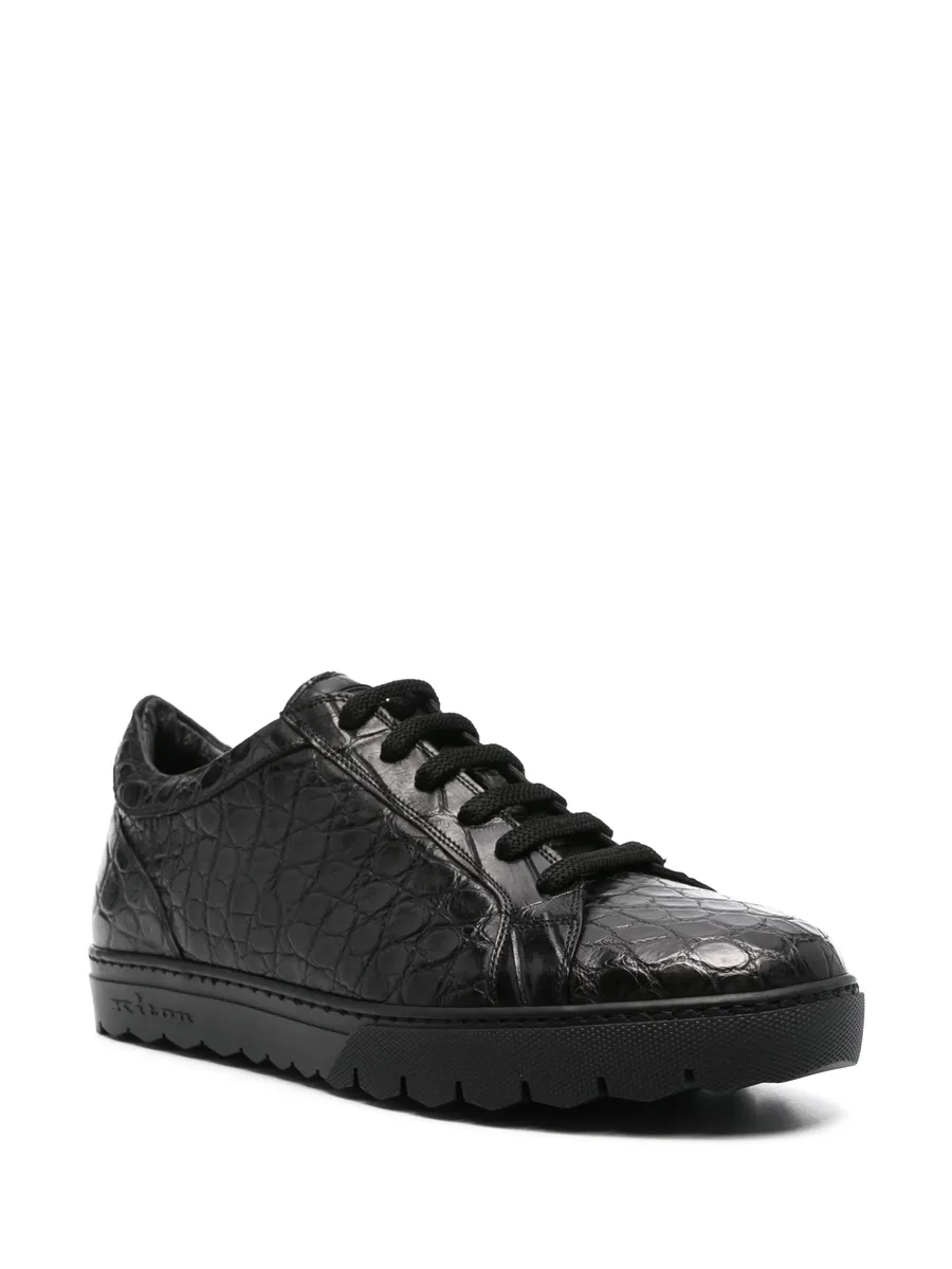 crocodile-embossed leather sneakers 4