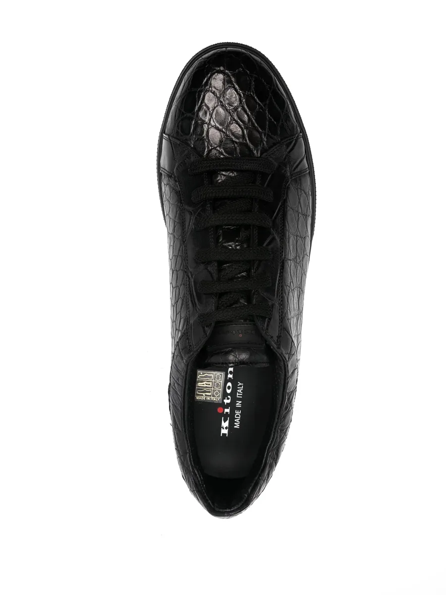 crocodile-embossed leather sneakers 7