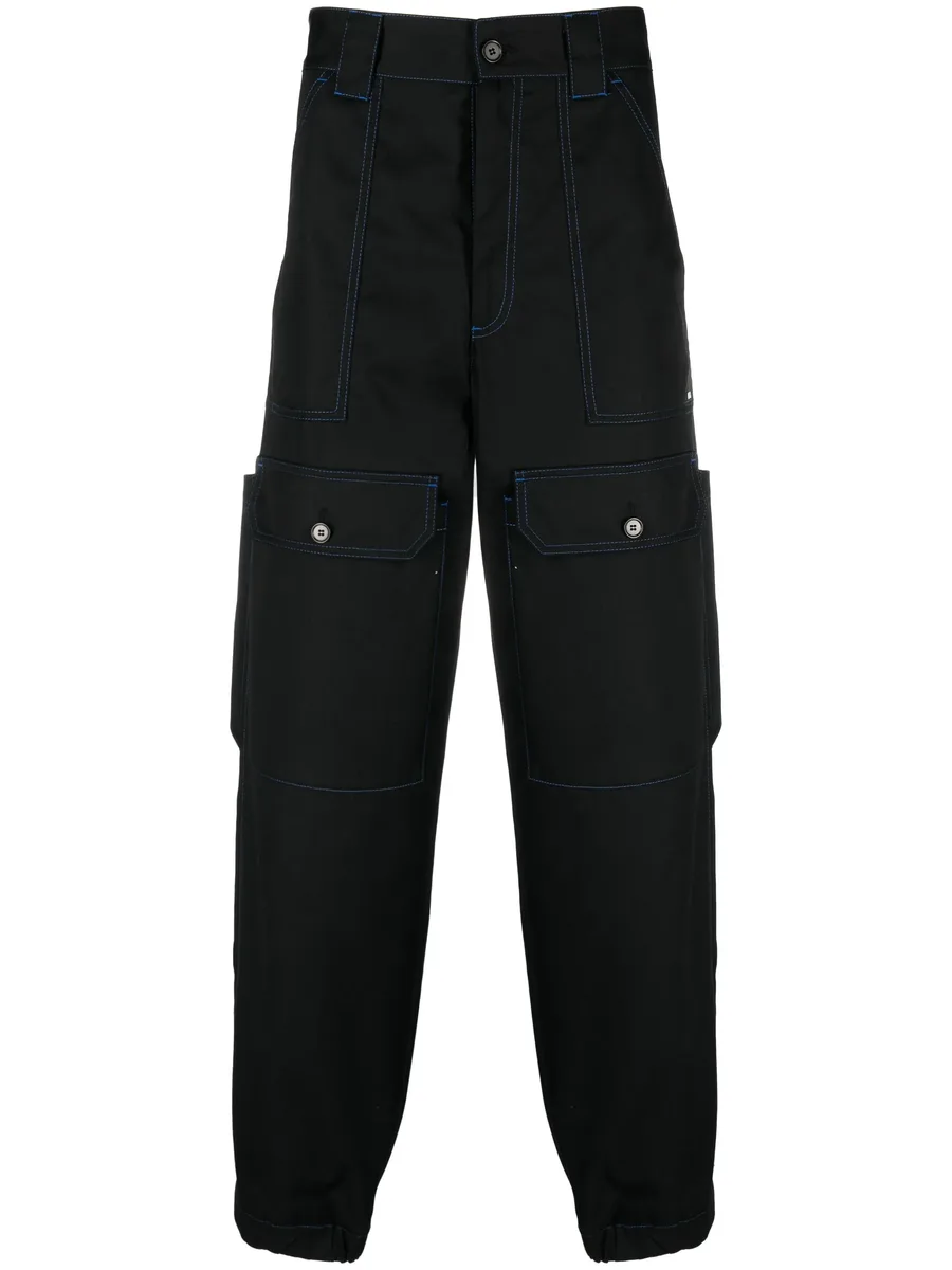 contrasting-stitch logo-patch trousers 2