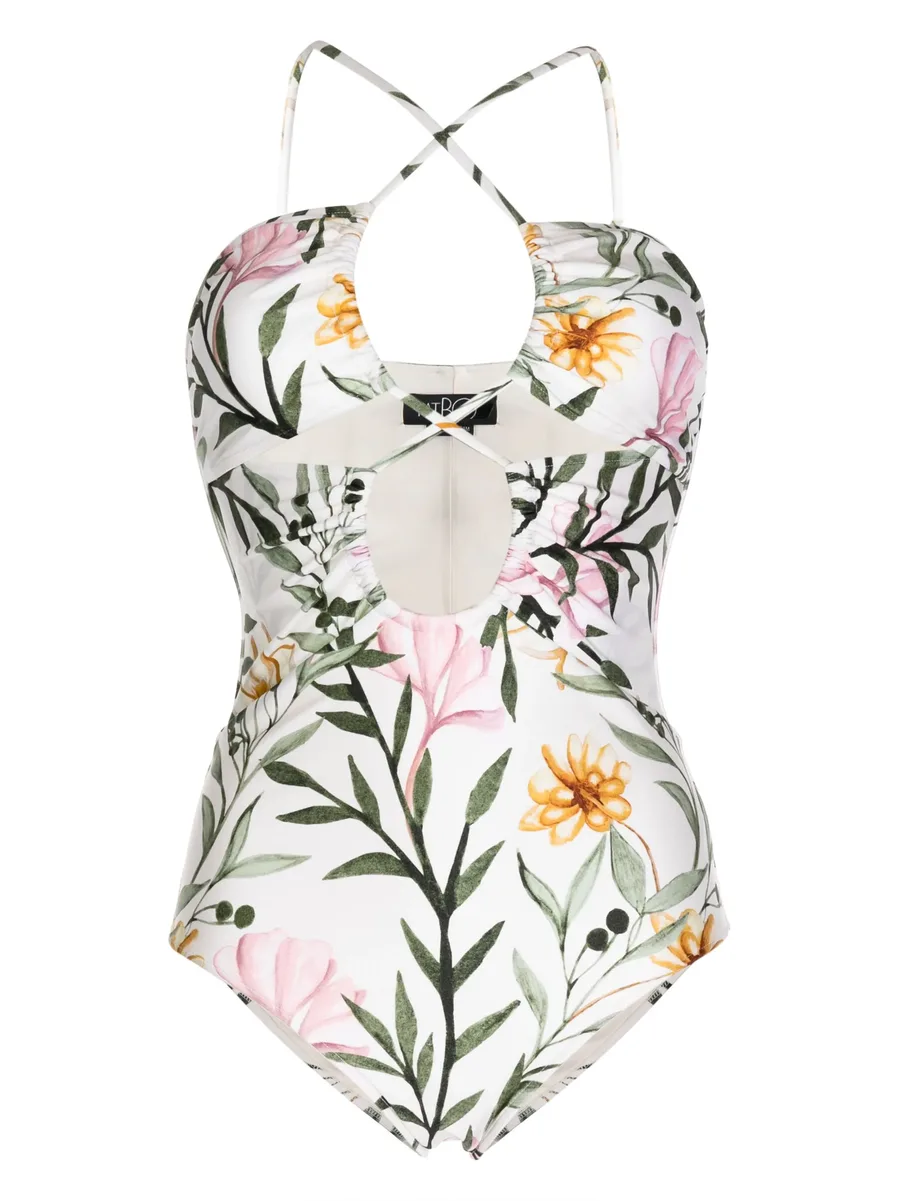 Jasmine lace-up cut-out swimsuit 1