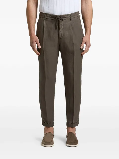 drawstring-waist pleated trousers
