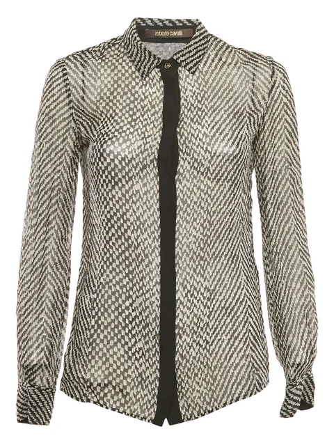 monochrome-print silk blouse